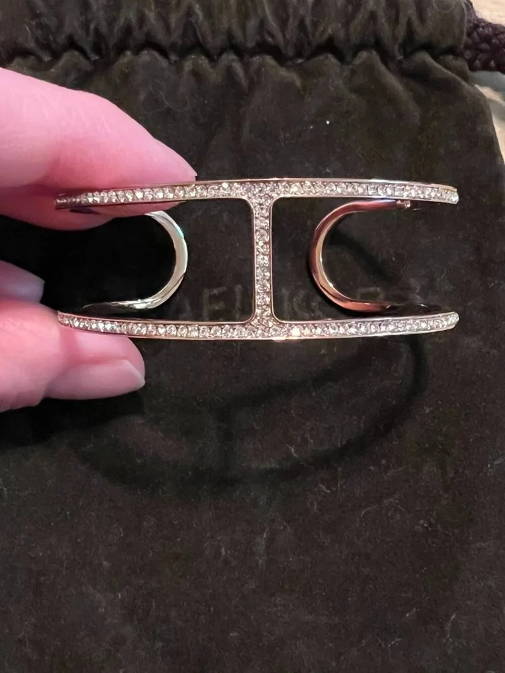Michael Kors Rose Gold and Crystal Two Tier Bangle
